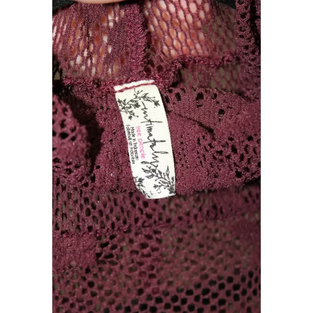 Free People Long Sleeve Dark Red Lace Layering Top Size Large